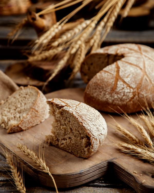 organic brown bread slice placed wooden board rustic style