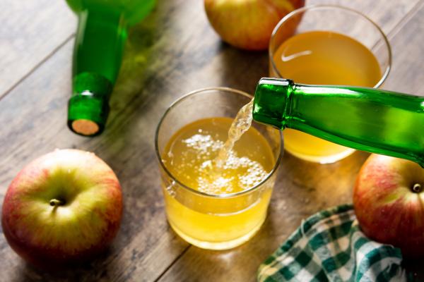 apple cider drink wooden table